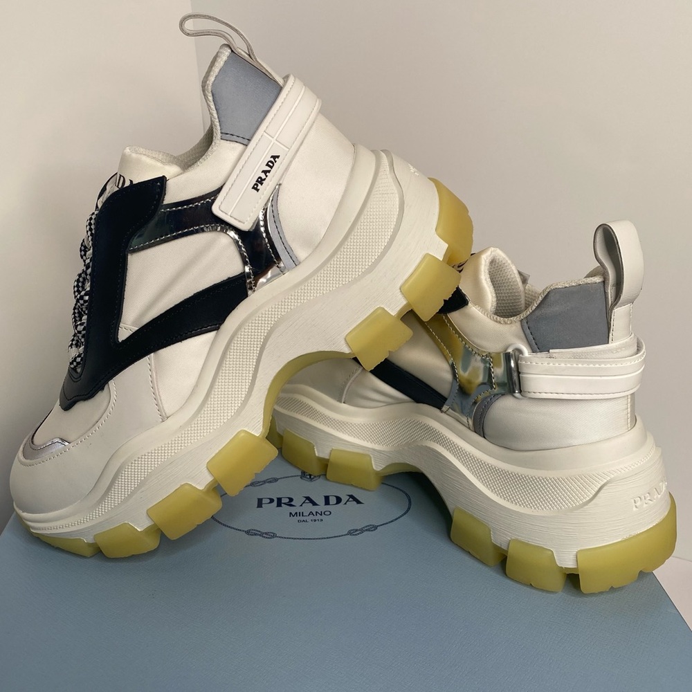 Prada Pegasus Sneakers in Black & White - Picture 4 of 11